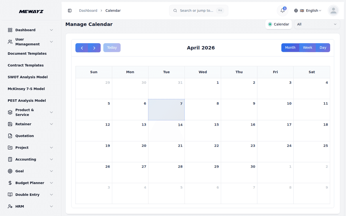 Mewayz Team calendar for agencies