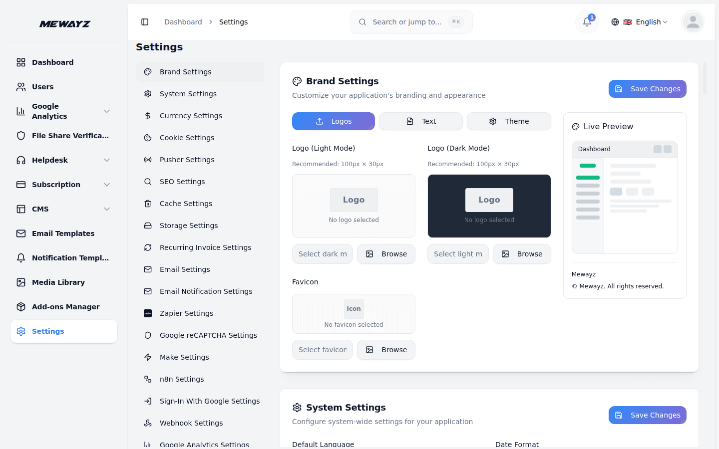 Mewayz admin settings — role-based access controls and permissions