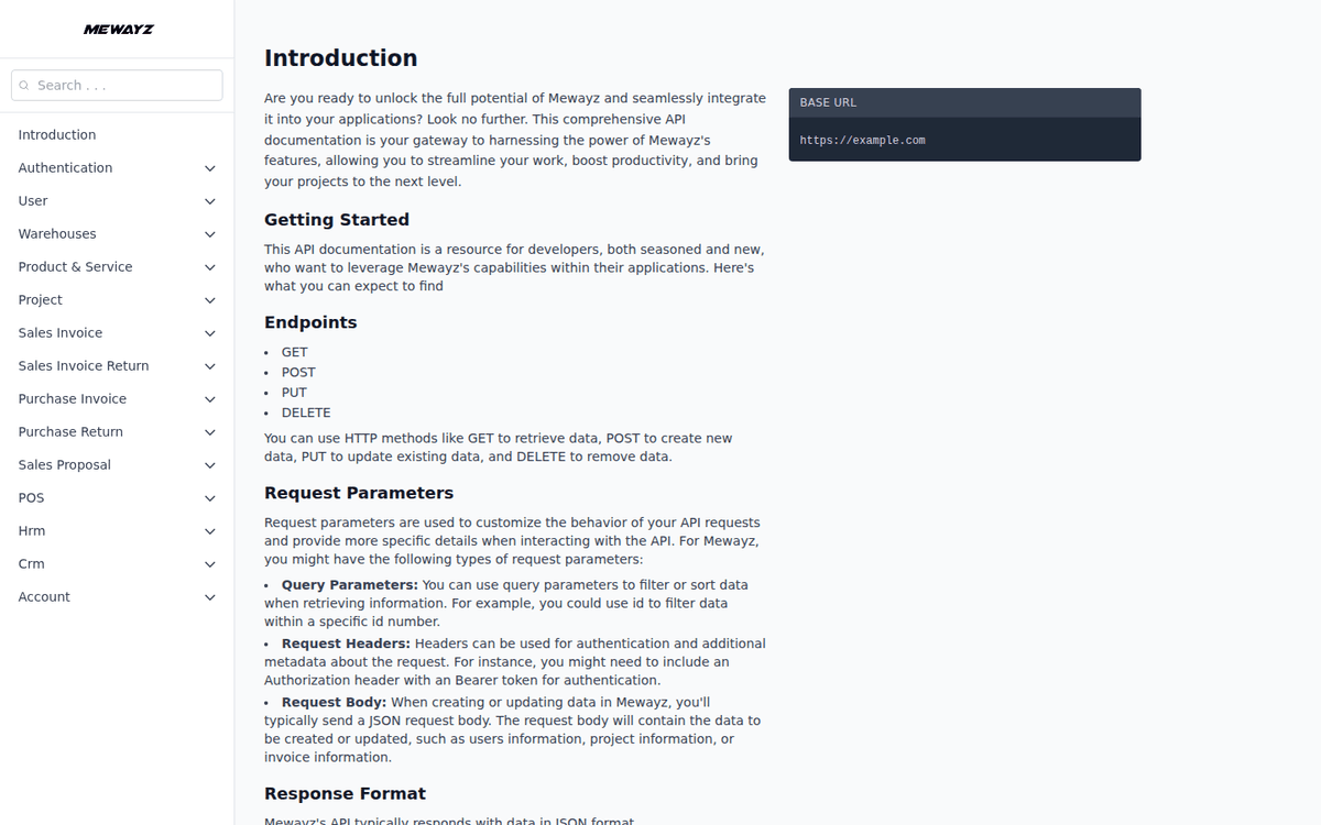 Mewayz REST API documentation
