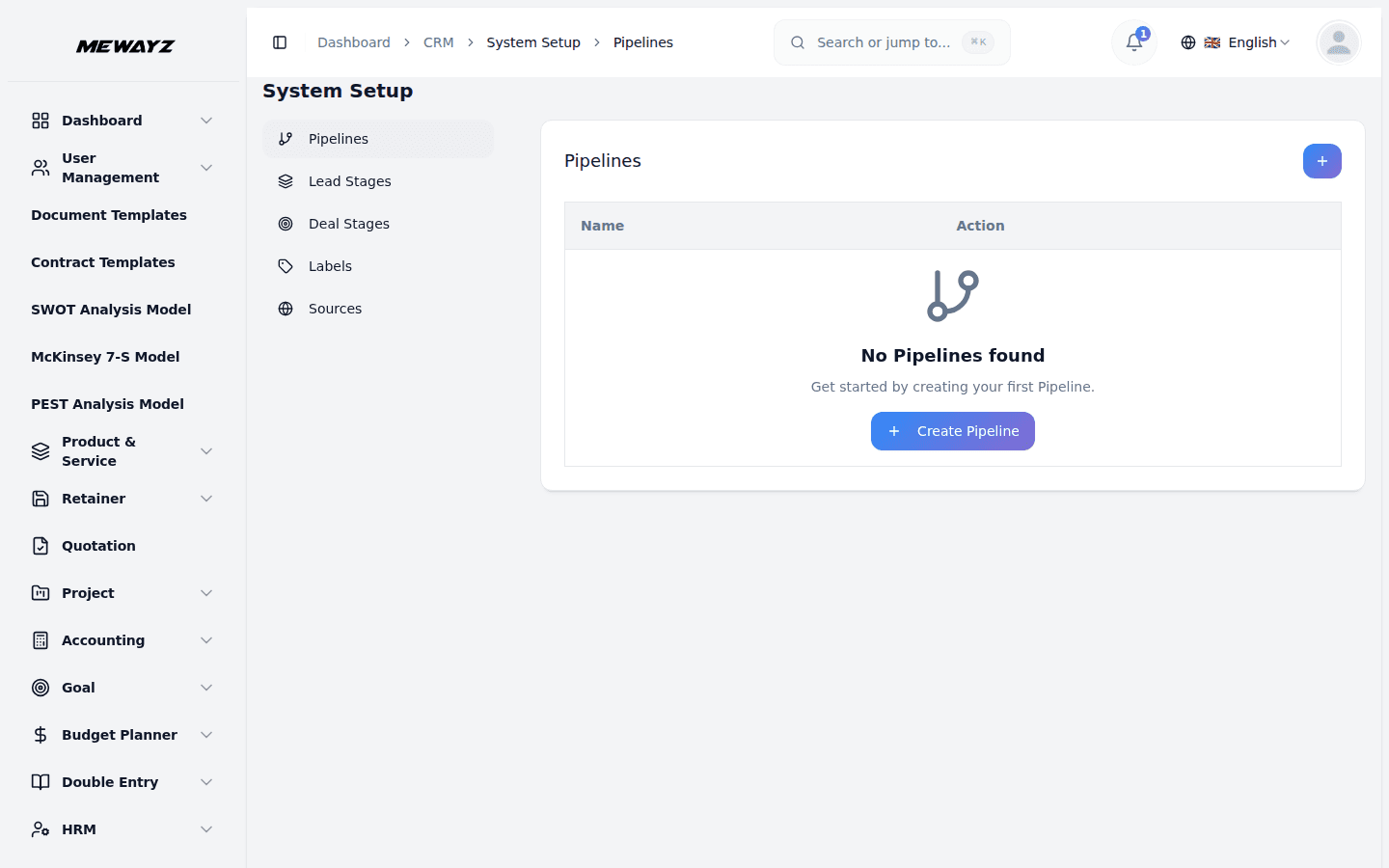 Mewayz CRM pipeline — deals, stages, and lead tracking
