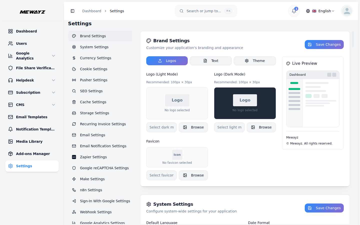 Workspace settings