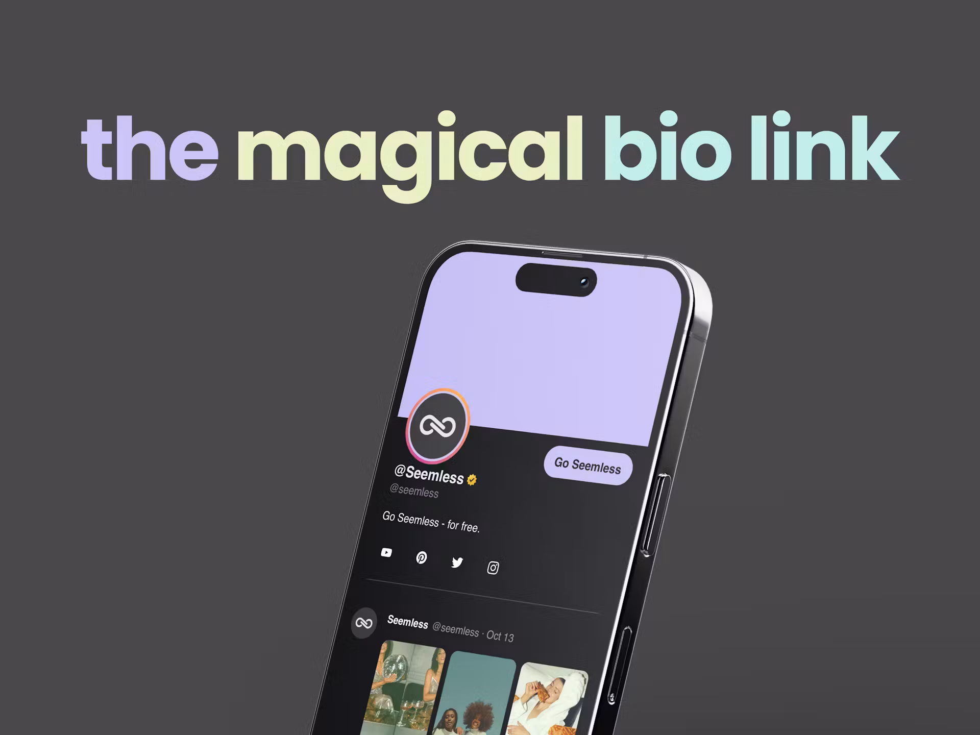 The seemless link-in-bio page on a phone