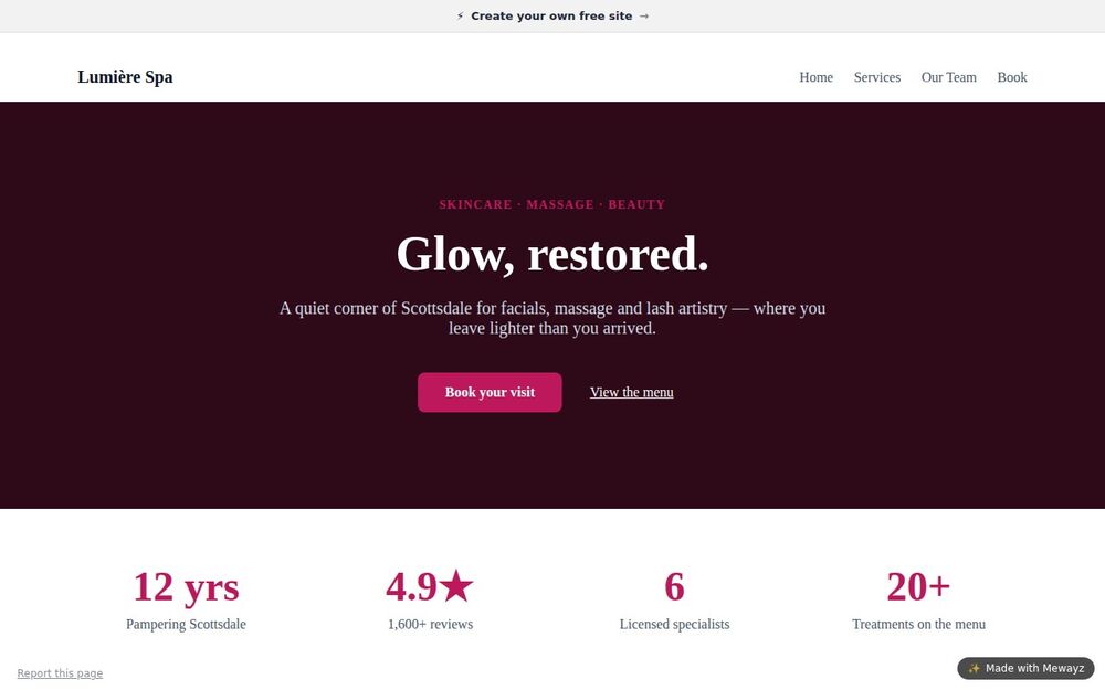 A barbershop website built with Mewayz